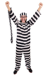 Prison inmate isolated on the white background