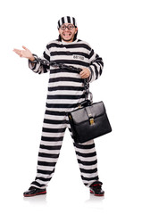 Prison inmate isolated on the white background