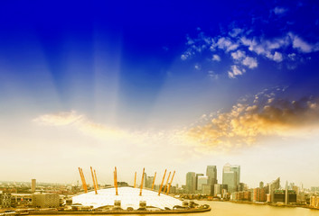 O2 Arena with beautiful sky, London