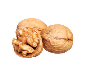 Walnuts isolated on white background