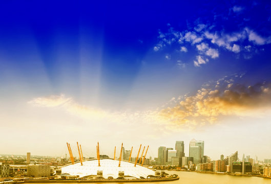 O2 Arena With Beautiful Sky, London