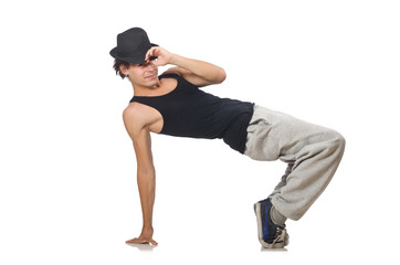 Man dancing isolated on the white