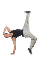 Man dancing isolated on the white