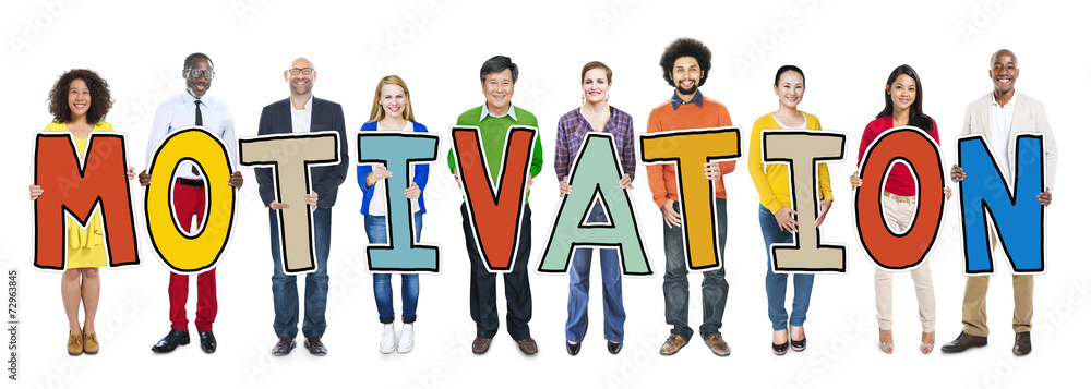 Sticker Group of People Standing Holding Motivation Letter - Stickers