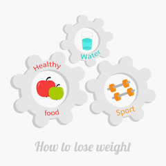 Cogwheel gear set  water apple dumbell Healthy lifestyle Flat 