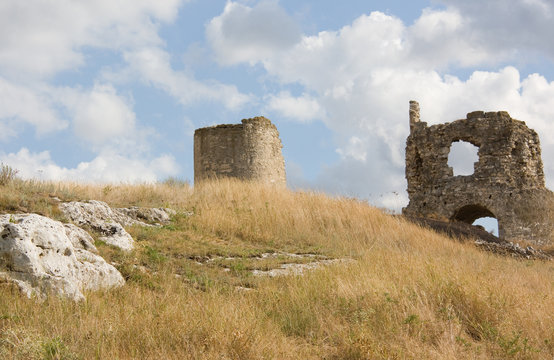 Ruins of the old fortress of Kalamita. Inkerman. Crimea,