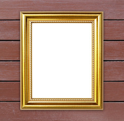Fototapeta premium golden frame on wood wall background