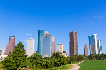 Fototapeta premium Houston skyline słoneczny dzień park Texas USA