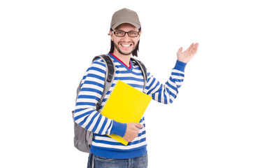 Young student isolated on the white