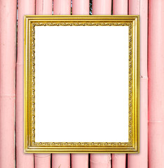 Fototapeta premium golden frame on colorful bamboo wall background