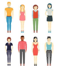 Obraz premium Young men and girls casual style