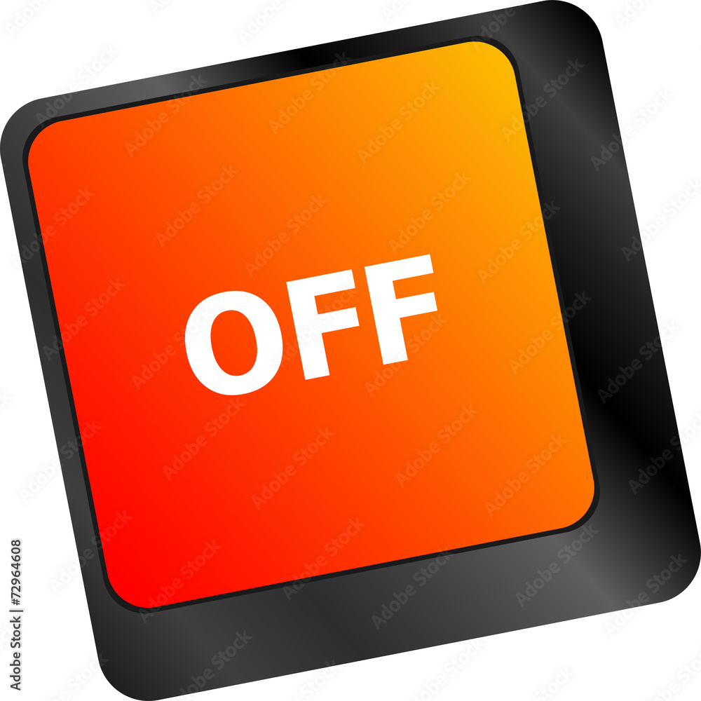 Poster off word on red keyboard button