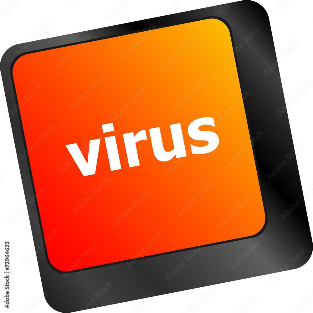 Poster virus button on computer keyboard - it concept