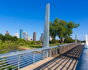 Houston skyline from Memorial park at Texas US
