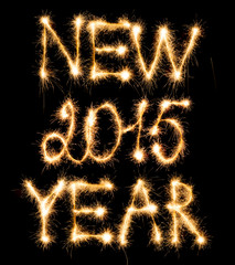 Happy New Year 2015 made of sparkles on black