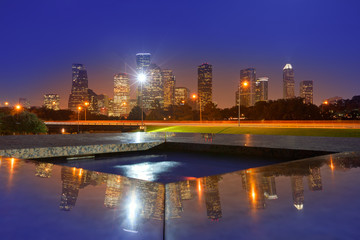 Fototapeta na wymiar Houston sunset skyline from Texas US