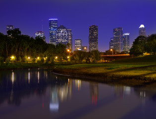 Fototapeta premium Houston sunset skyline from Texas US