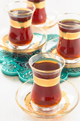 Traditional Turkish tea in glasses