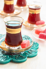 Traditional Turkish tea in glasses