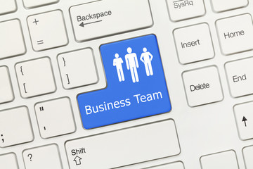 White conceptual keyboard - Business Team (blue key)