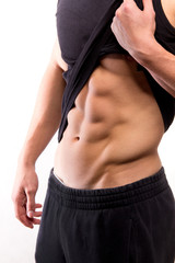 Muscular fitness man torso with six-pack