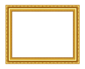 Picture frame carved wood frame Isolated on white background.