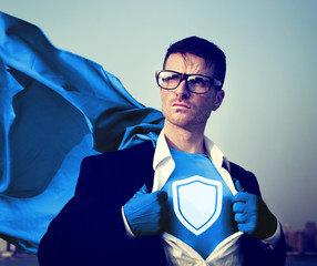Superhero Businessman Protection Concepts