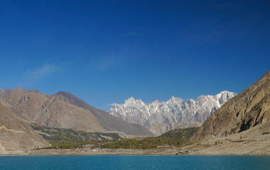 Tupopdan peaks and Attabad Lake,Northern  Pakistan