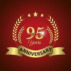 Celebrating 95 Years Anniversary, Golden Laurel Wreath & Ribbon
