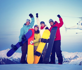 Snowboarders Success Sport Friendship Concepts