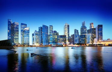 Plakat Cityscape Singapore Panoramic Night Concepts