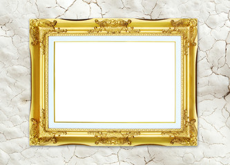 golden frame on cement wall background