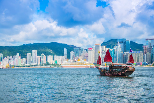Hong Kong - JULY 27, 2014: Hong Kong Victoria Harbour on July 27