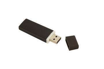 Black flash drive with a lid.