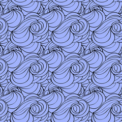 Abstract hand-drawn blue waves background.