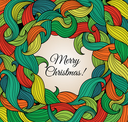 Christmas greeting card with colorful twirls