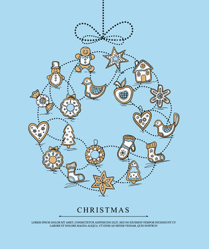 Greeting card with Christmas wreath