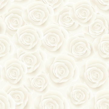 White Roses Seamless Background