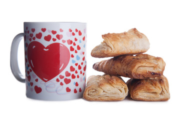 cup of milk  rolls with jam