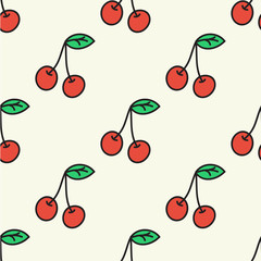 Seamless pattern with cherry. Vector illustration.