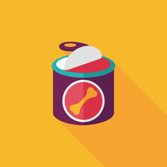 Pet dog food can flat icon with long shadow,eps10