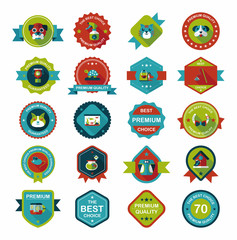 Pet badge flat banner design background set, eps10