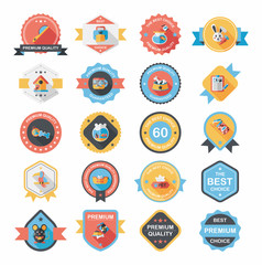Pet badge flat banner design background set, eps10