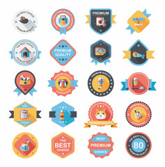 Pet badge flat banner design background set, eps10