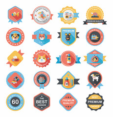 Pet badge flat banner design background set, eps10