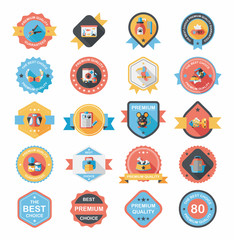 Pet badge flat banner design background set, eps10