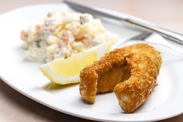 fried carp with potato salad