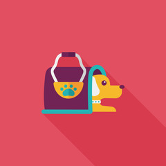 Pet dog travel cage flat icon with long shadow,eps10