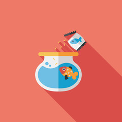 Pet fish flat icon with long shadow,eps10