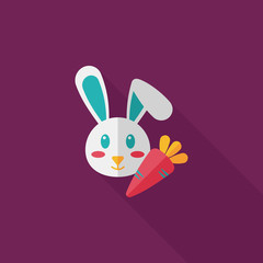 Pet rabbit flat icon with long shadow,eps10